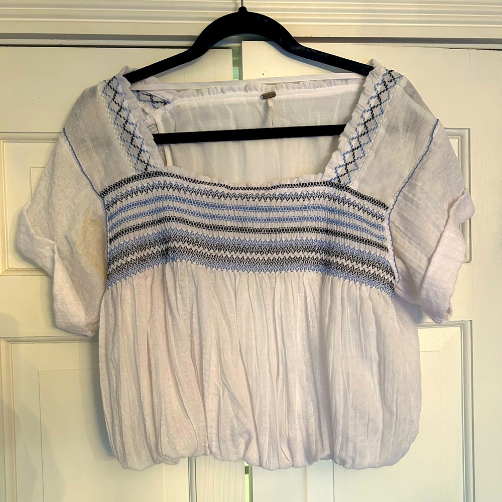 Free People white peasant blouse cropped small
